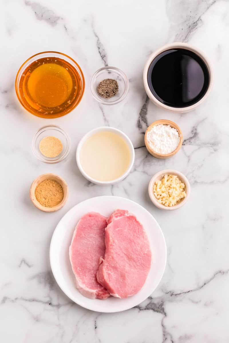 ingredients for the teriyaki pork chops.