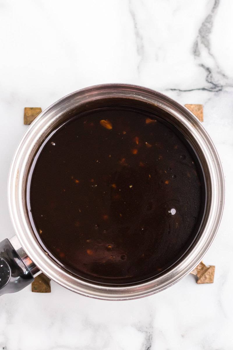 making the teriyaki sauce for the pork chops.
