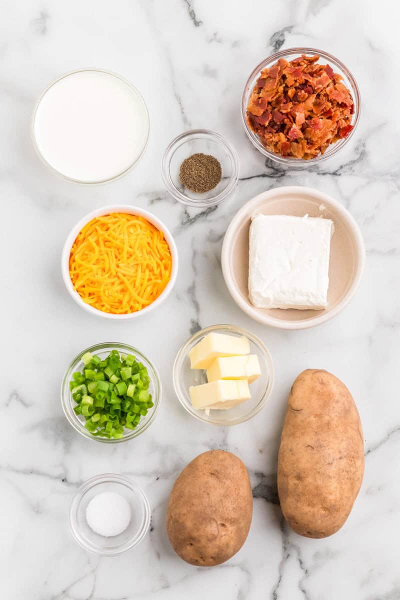 ingredients for the twice baked mashed potatoes.