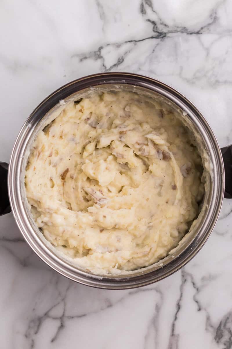 potatoes mashed in the pot.