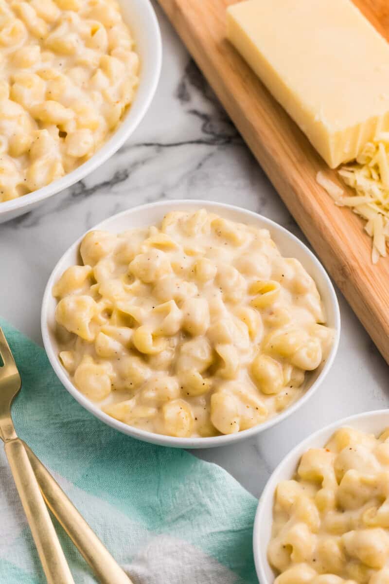 bowl of White Cheddar Mac and Cheese.