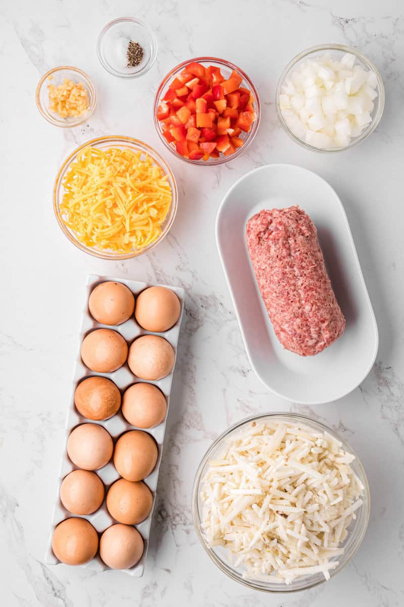 ingredients for the breakfast casserole.