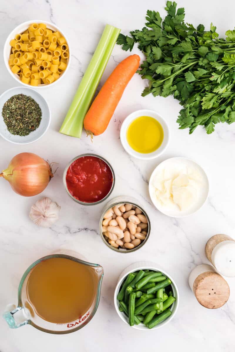 ingredients for the minestrone soup. 