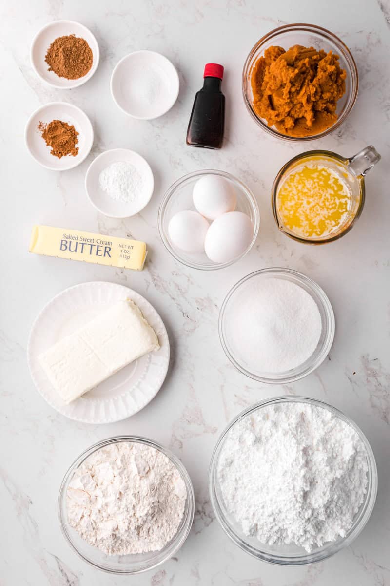 ingredients for the pumpkin cupcakes.