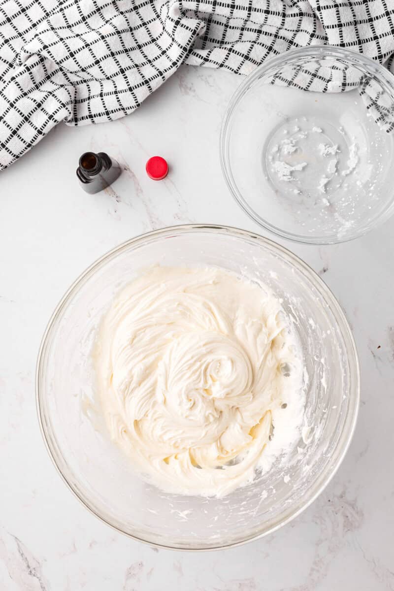 frosting in a large clear bowl.