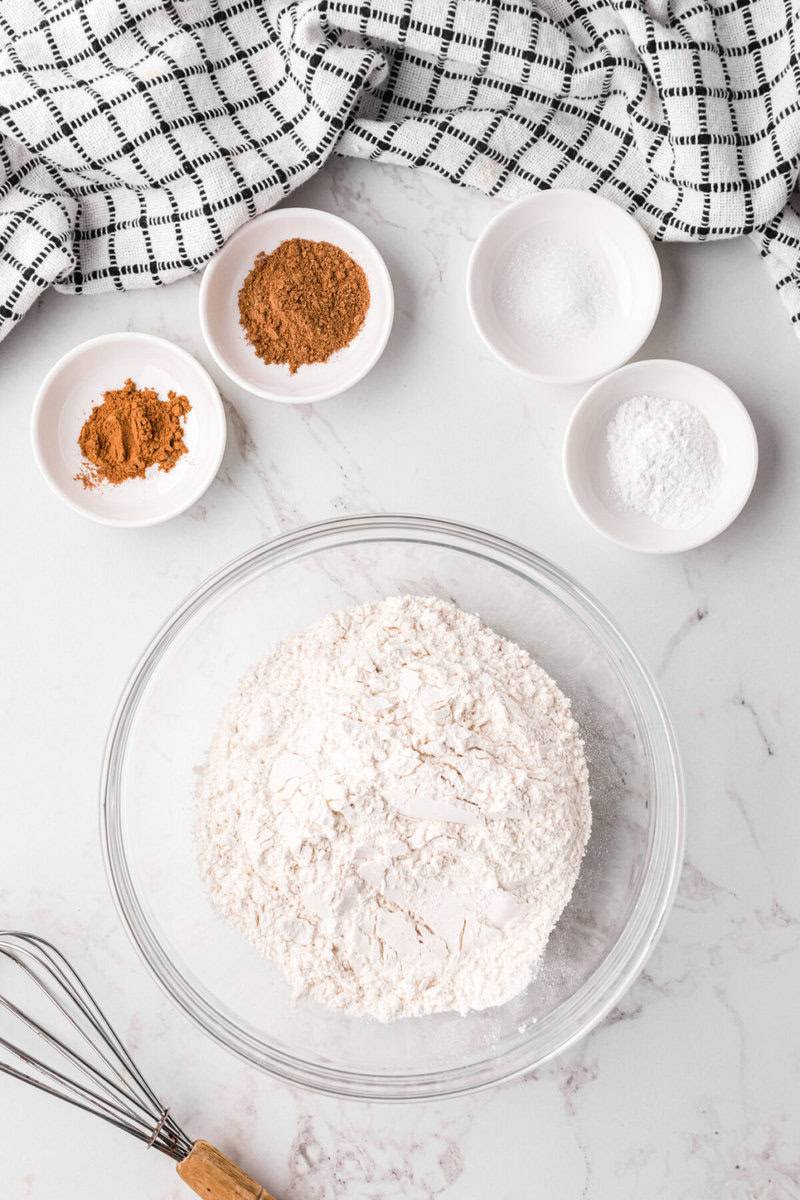 mixing the dry ingredients for the cupcake batter.