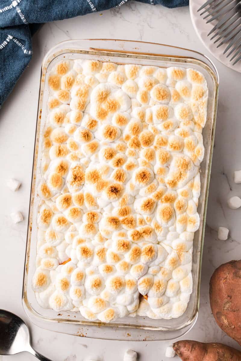marshmallows broiled on top of yams.