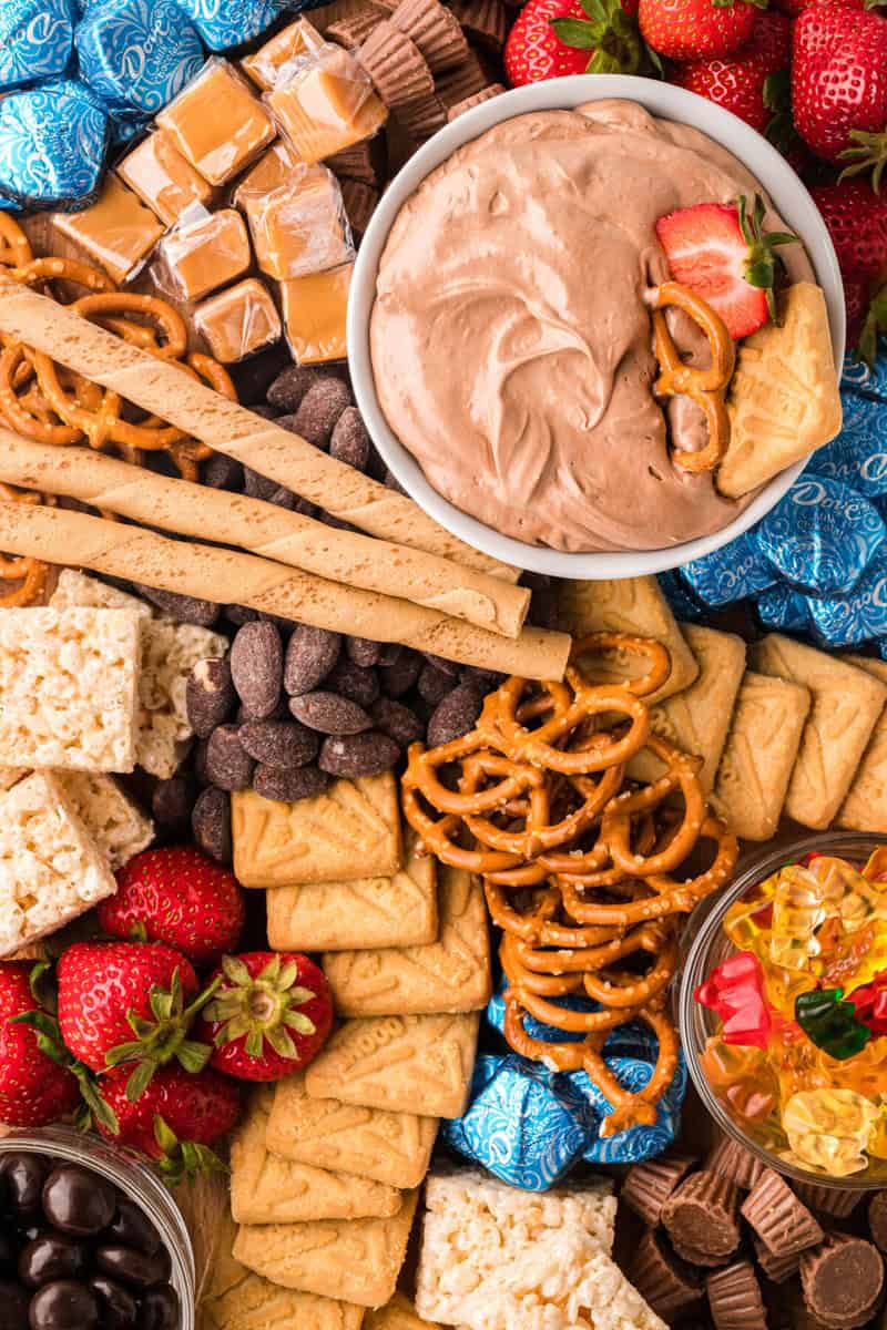 closeup of the dessert charcuterie board.