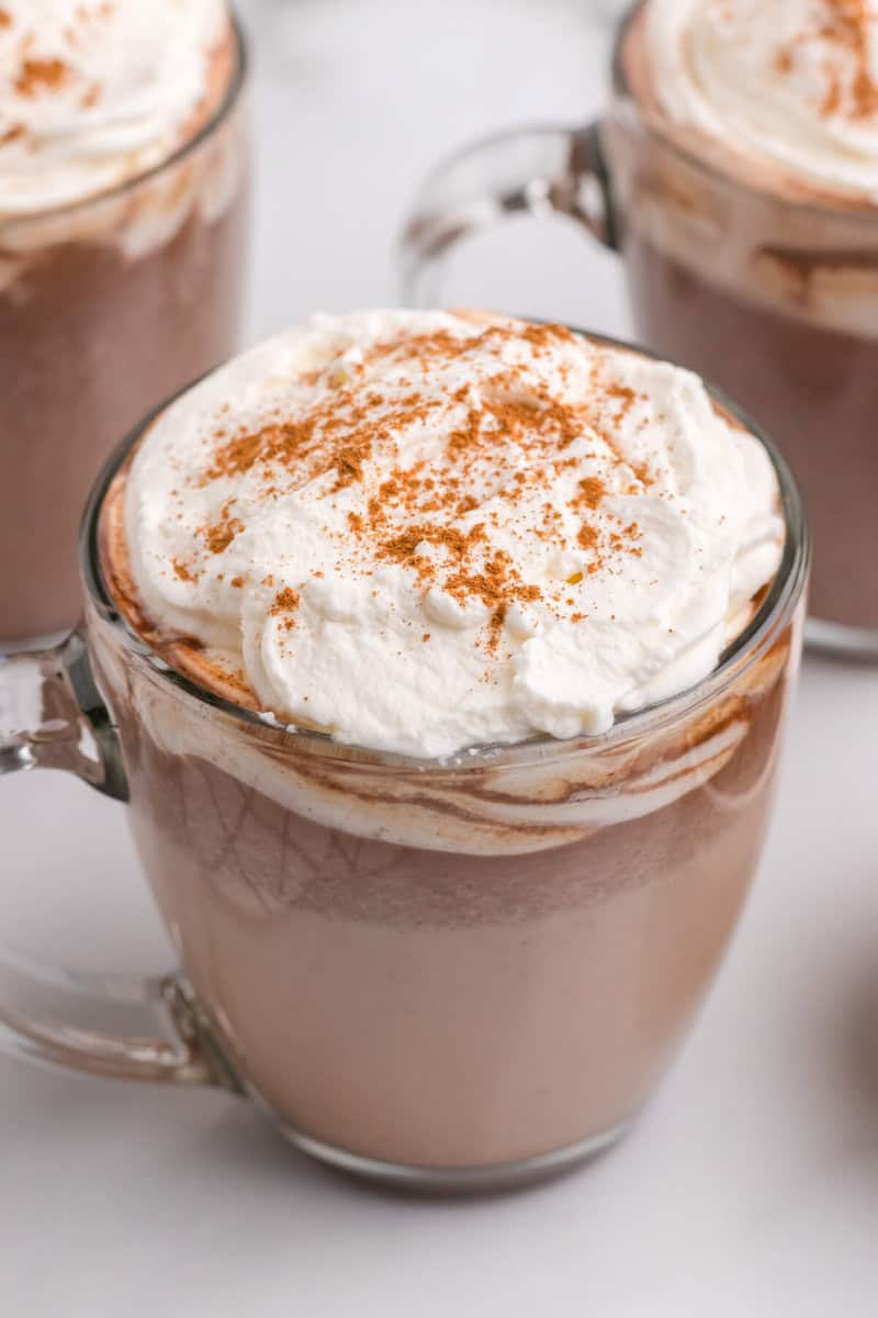 closeup of the pumpkin spice hot chocolate.