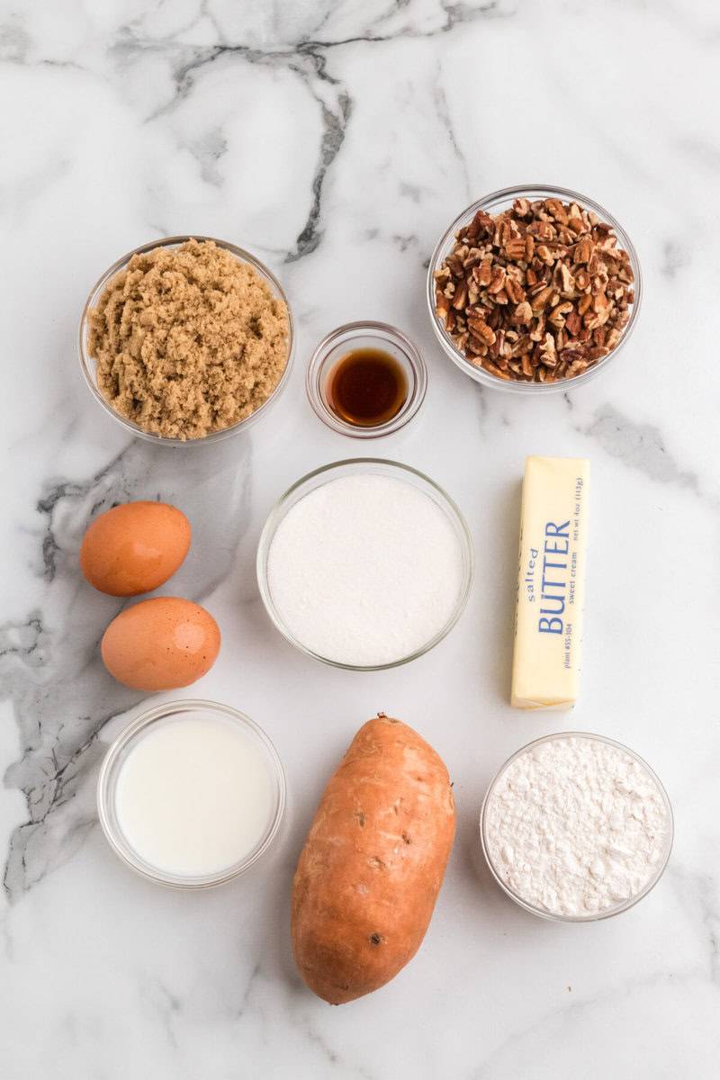 ingredients for the sweet potato casserole.