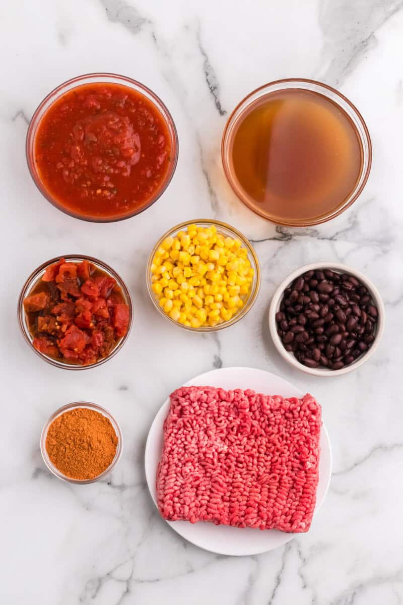 ingredients for the taco soup.
