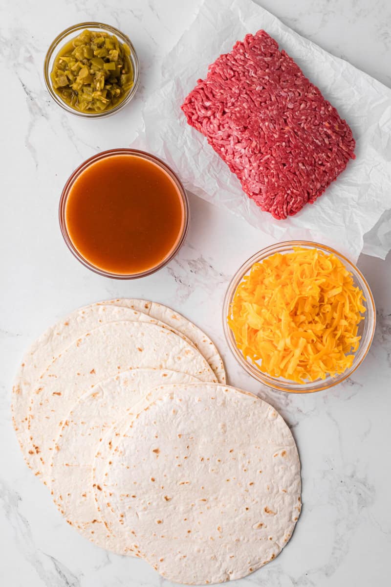 ingredients for the beef enchiladas.