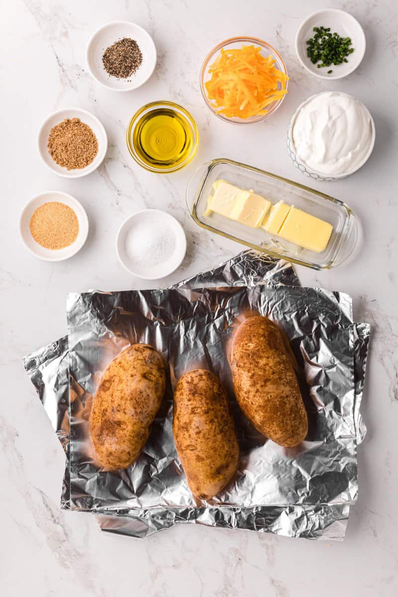 ingredients for the baked potatoes.