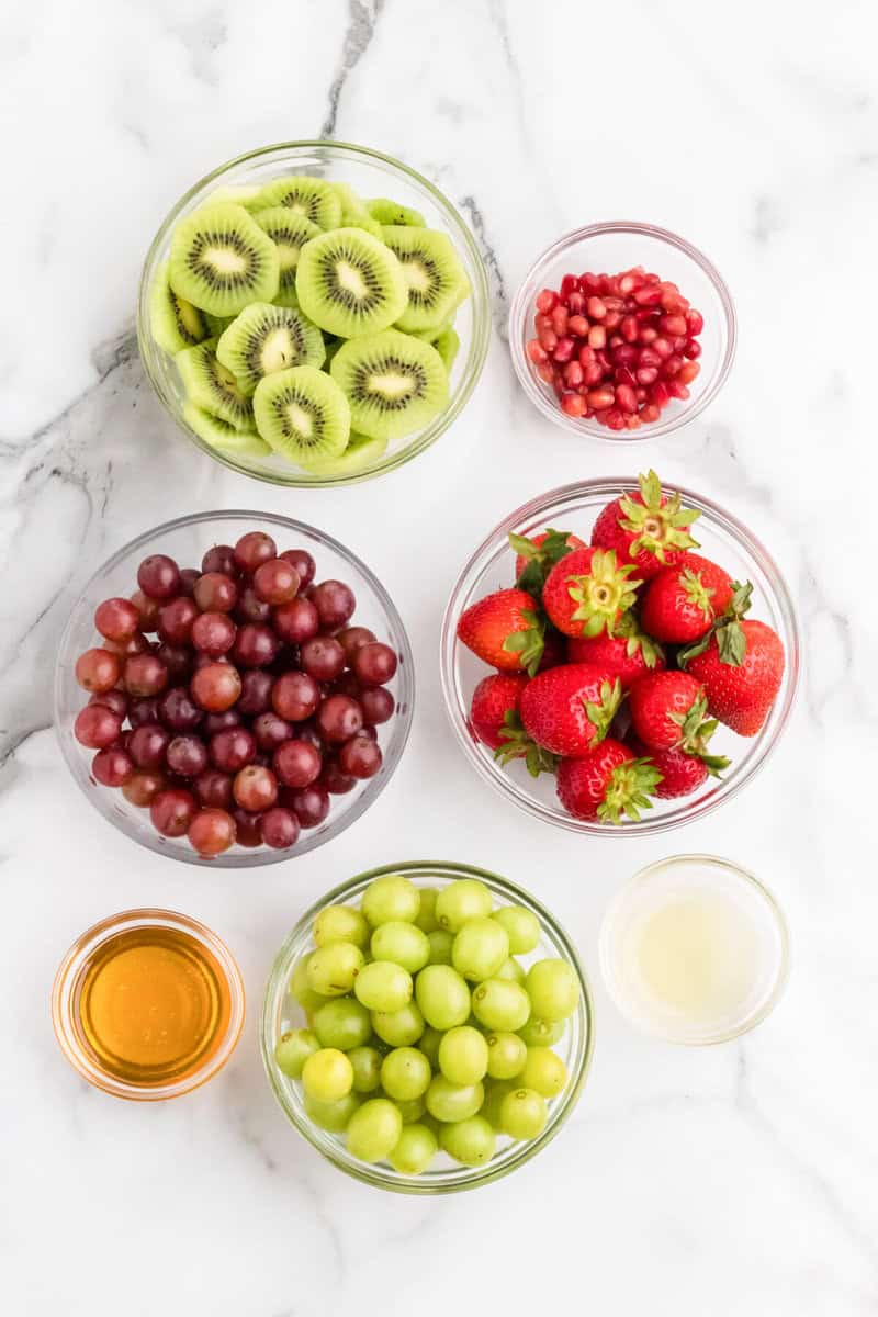 ingredients for the Christmas Fruit Salad.