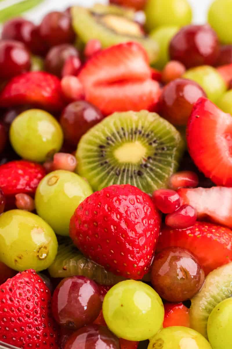 closeup of the fruit for the Christmas Fruit Salad.