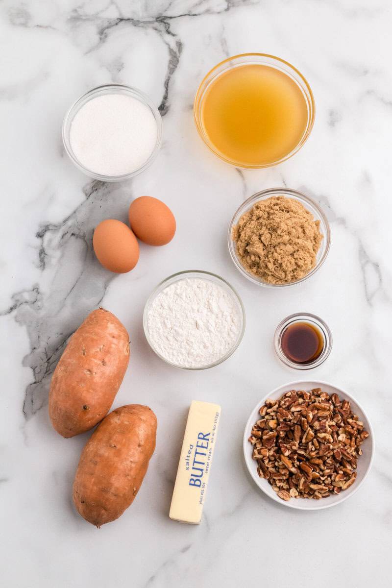 ingredients for the slow cooker sweet potato casserole.