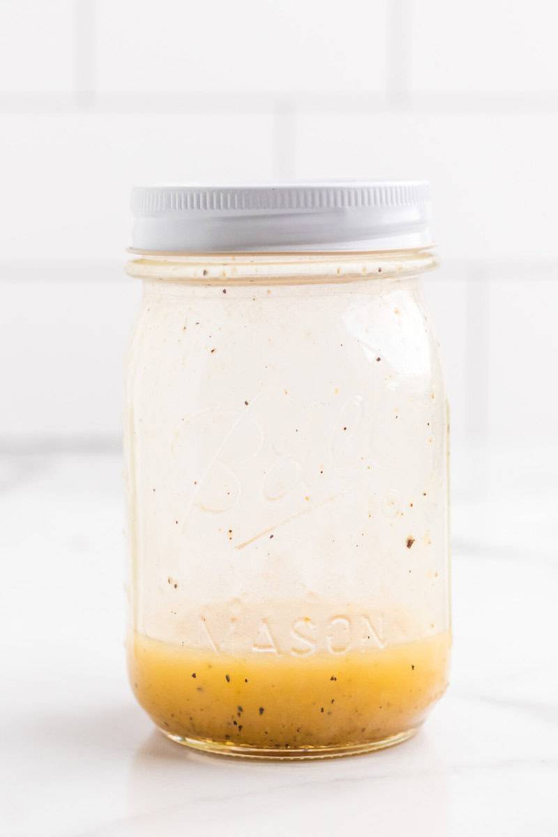 homemade Honey Mustard Dressing in a Mason Jar.