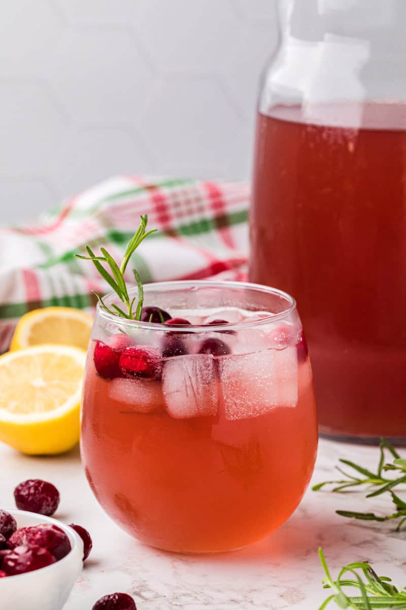 closeup of a glass of the Christmas Punch.