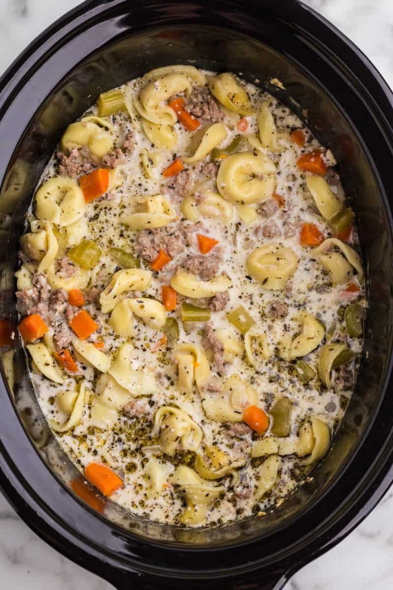 tortellini added to the soup.