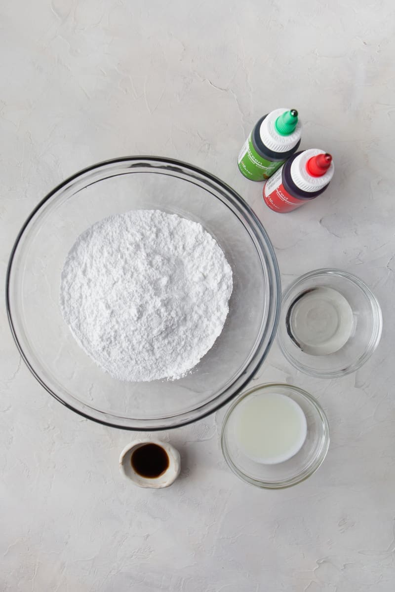 ingredients for the icing for the gingerbread cookies.