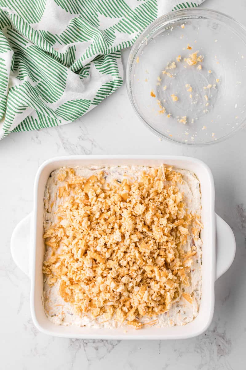 the Ritz Cracker topping on top of the Jalapeno Popper Dip.