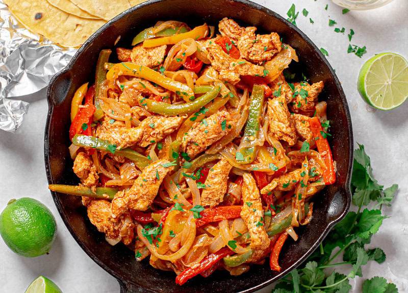 top-down view of the Chicken Fajitas.