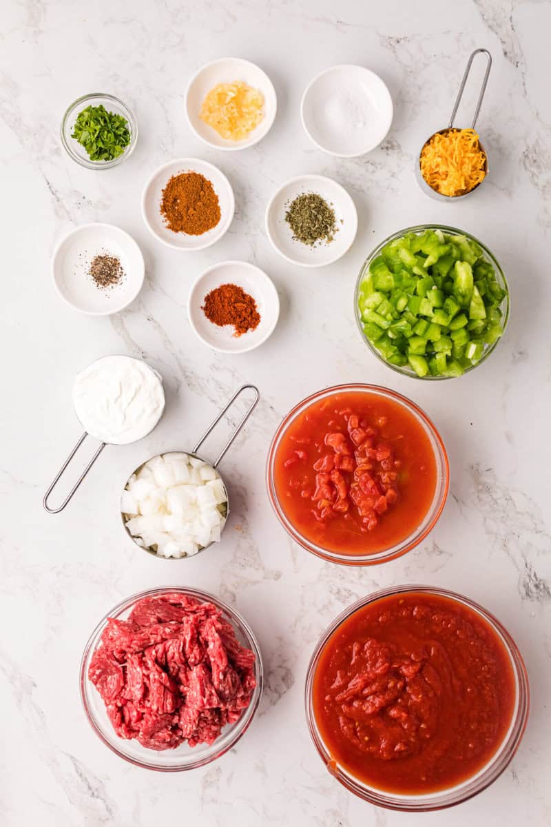 ingredients for the No Bean Chili.