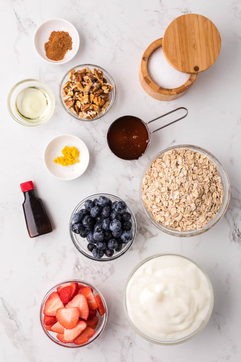 ingredients for the yogurt parfait.