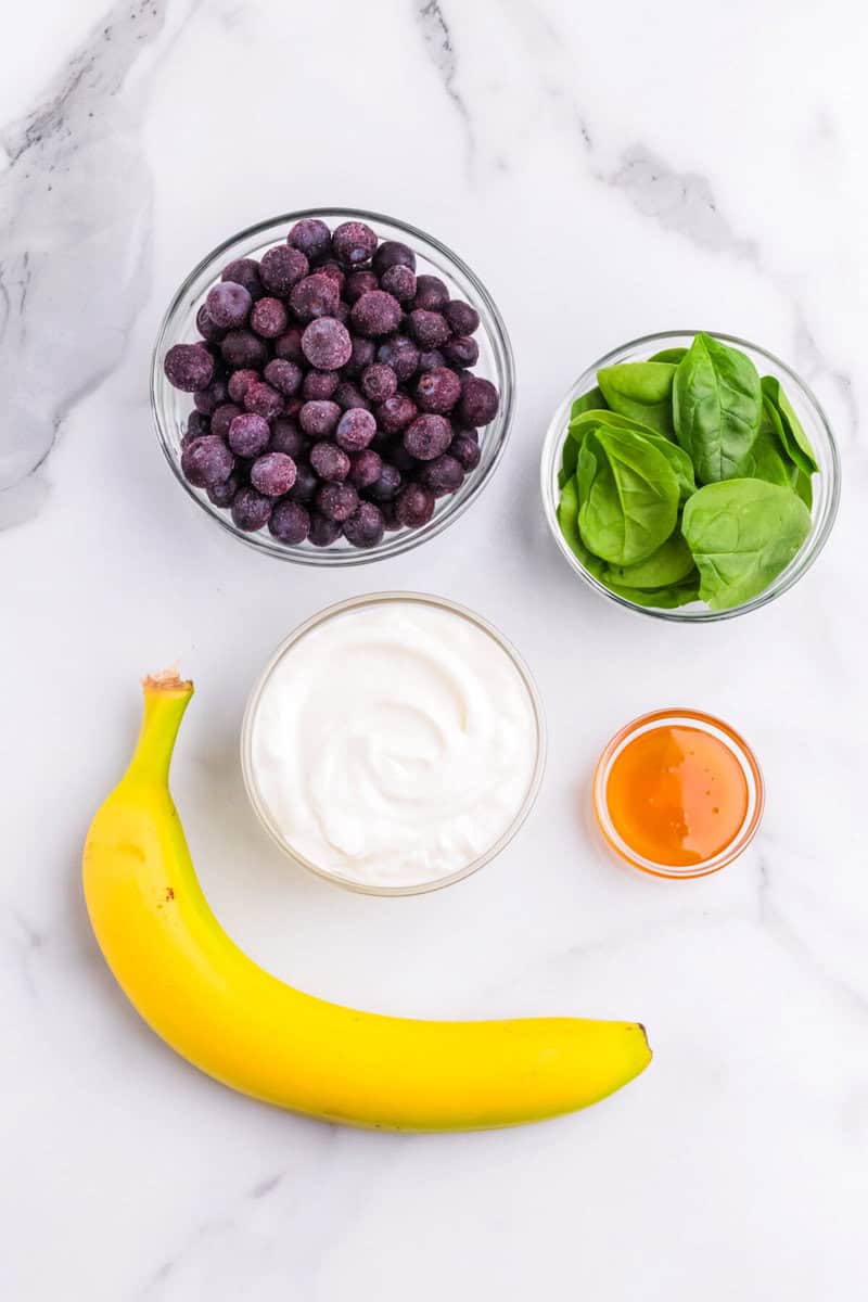 ingredients for the Blueberry Spinach Smoothie.