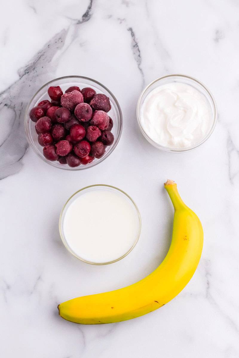 ingredients for the cherry smoothie.