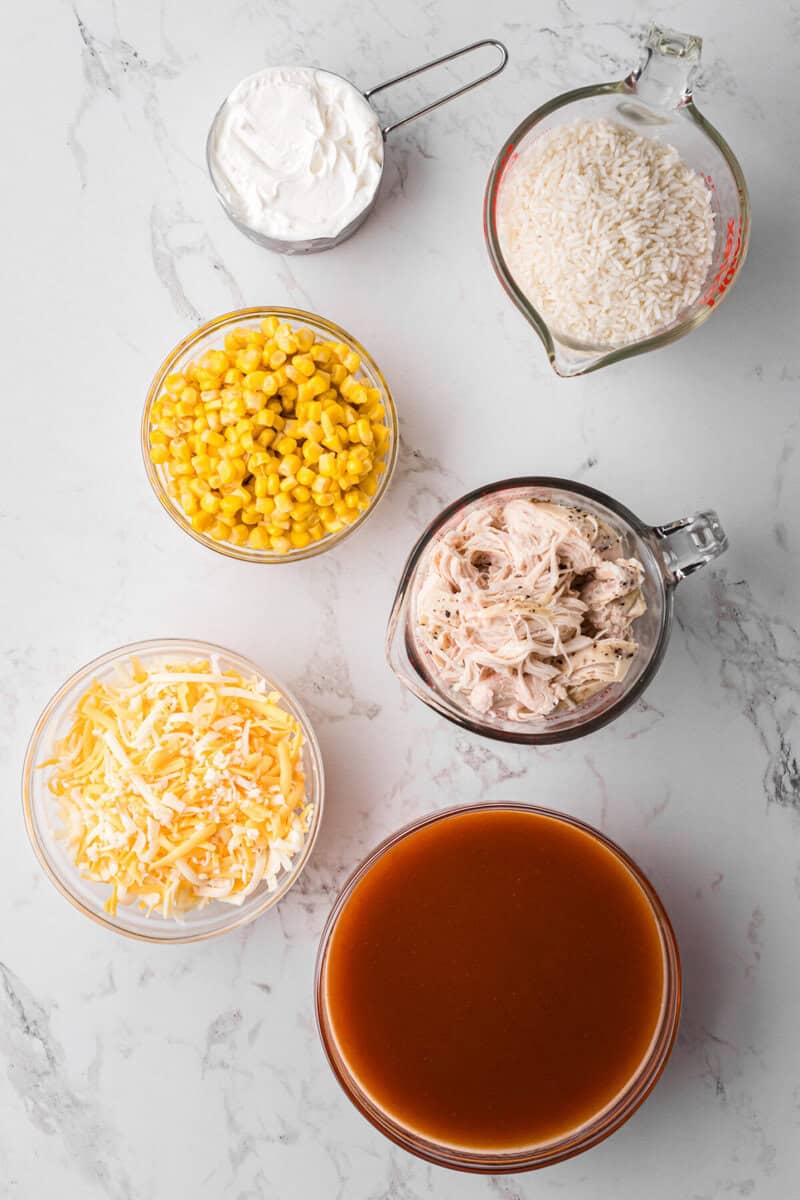 ingredients for the chicken enchilada casserole. 