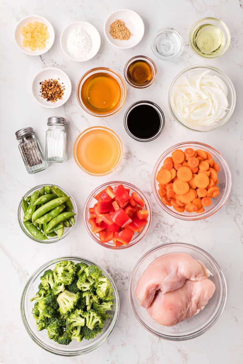 ingredients for the chicken stir fry.