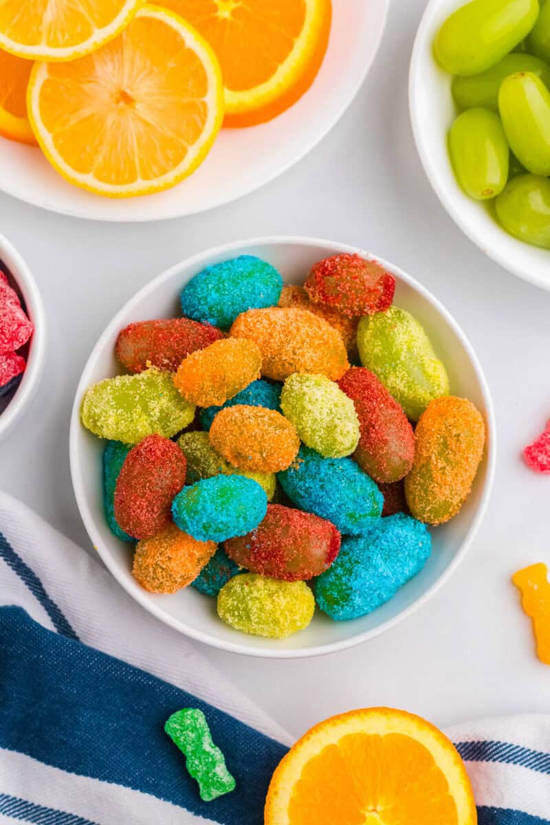 bowl of sour patch grapes.