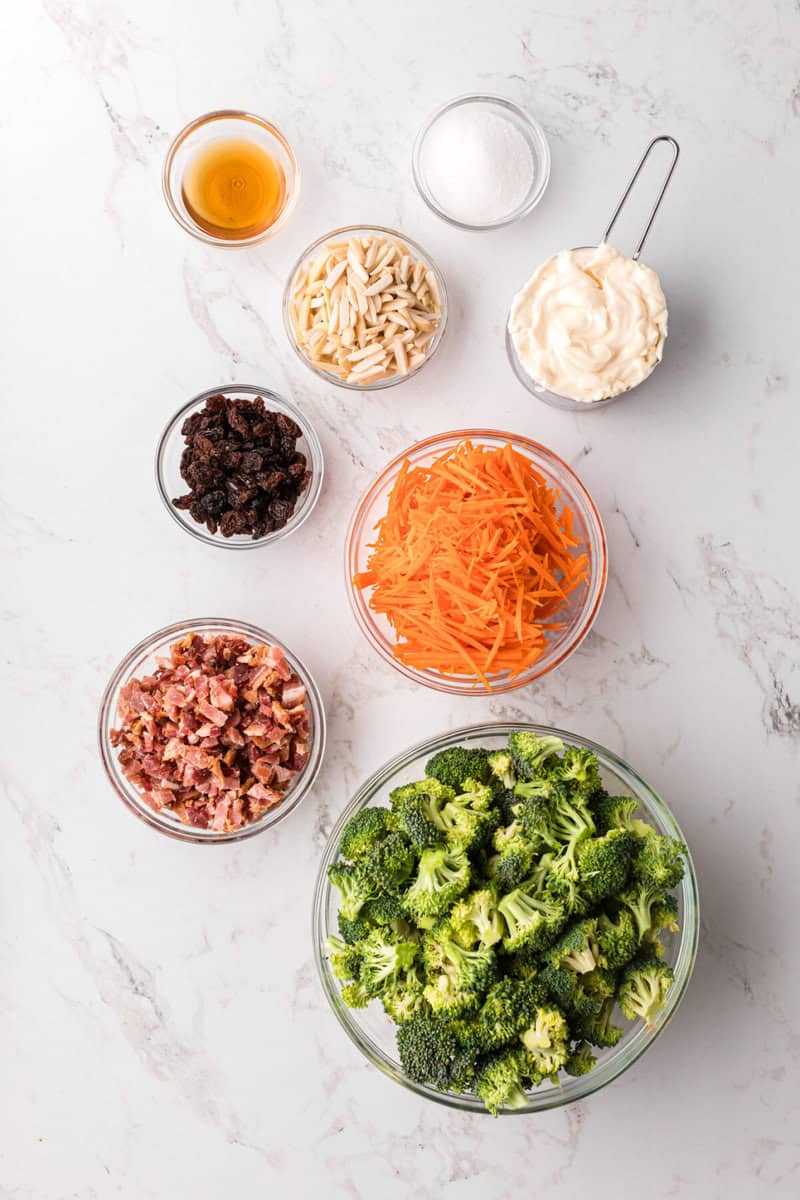 ingredients for the Broccoli Salad.
