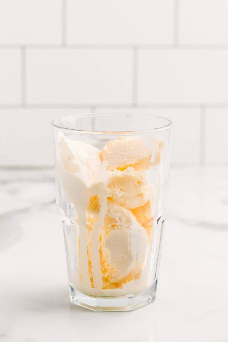 ice cream in a glass to make the Coke Float.
