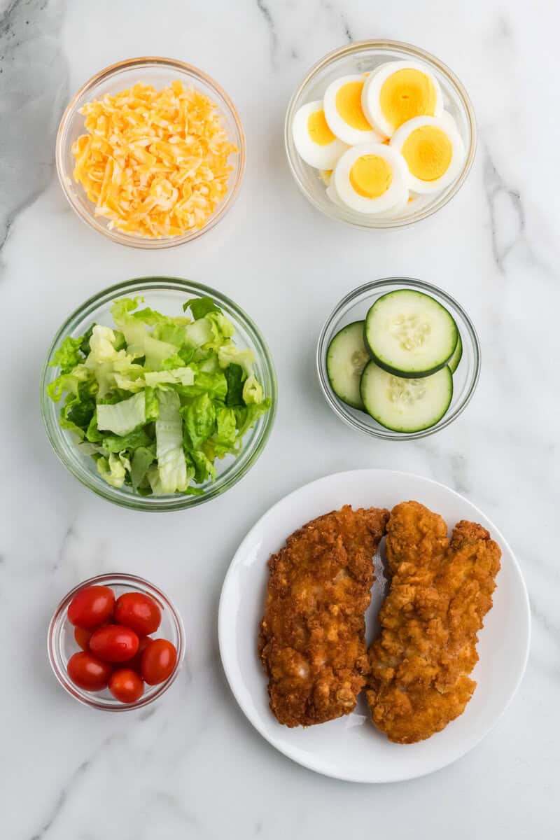 ingredients for the crispy chicken salad.