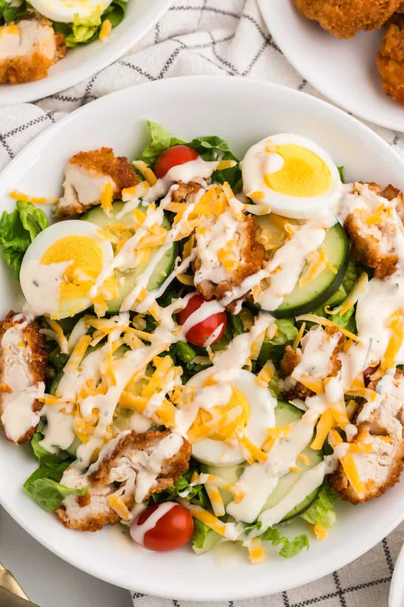 closeup of the Crispy Chicken Salad.