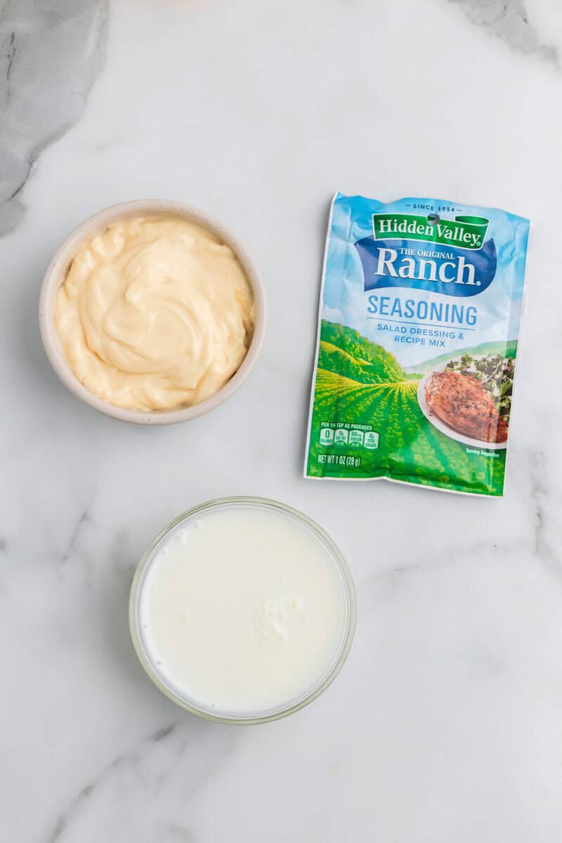 ingredients for the homemade Ranch Dressing.