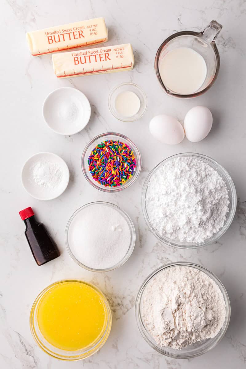 ingredients for the Funfetti Cupcake.