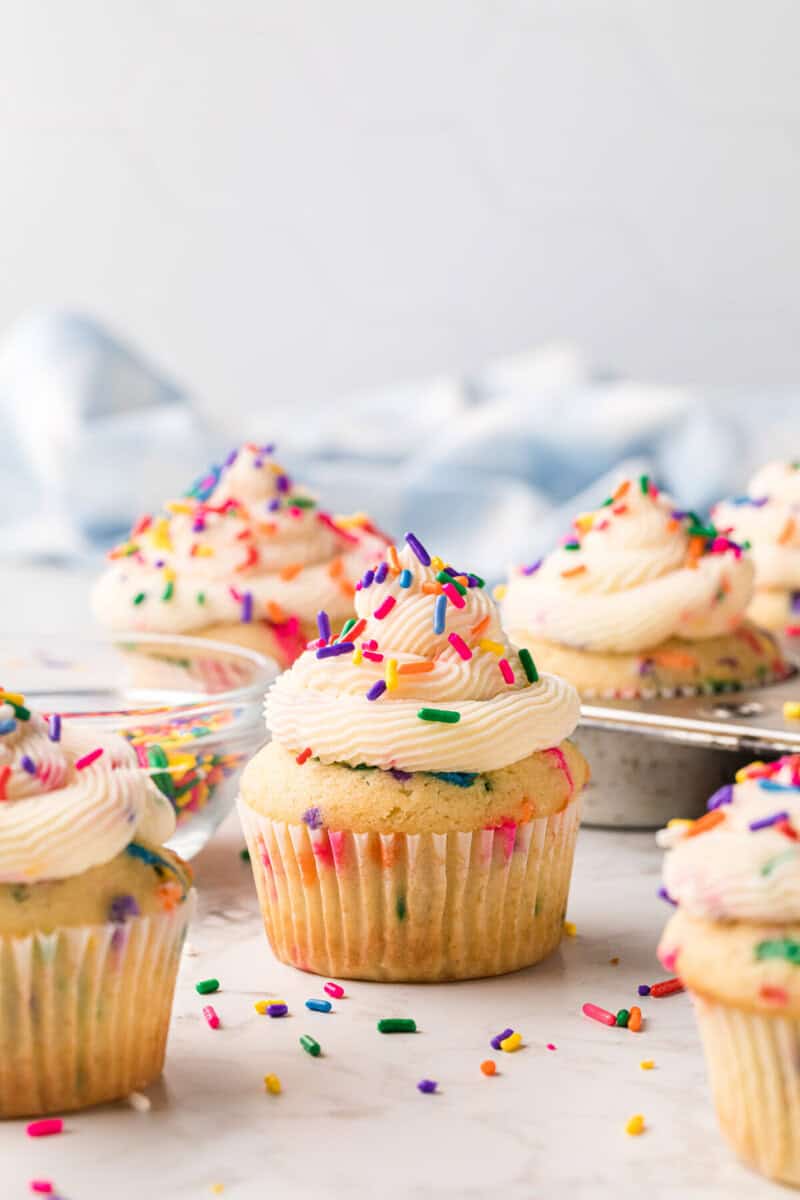 closeup of the Funfetti Cupcakes.