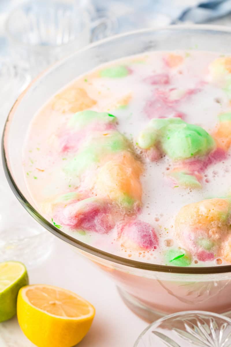 Large serving bowl with the Sherbet Punch in it.