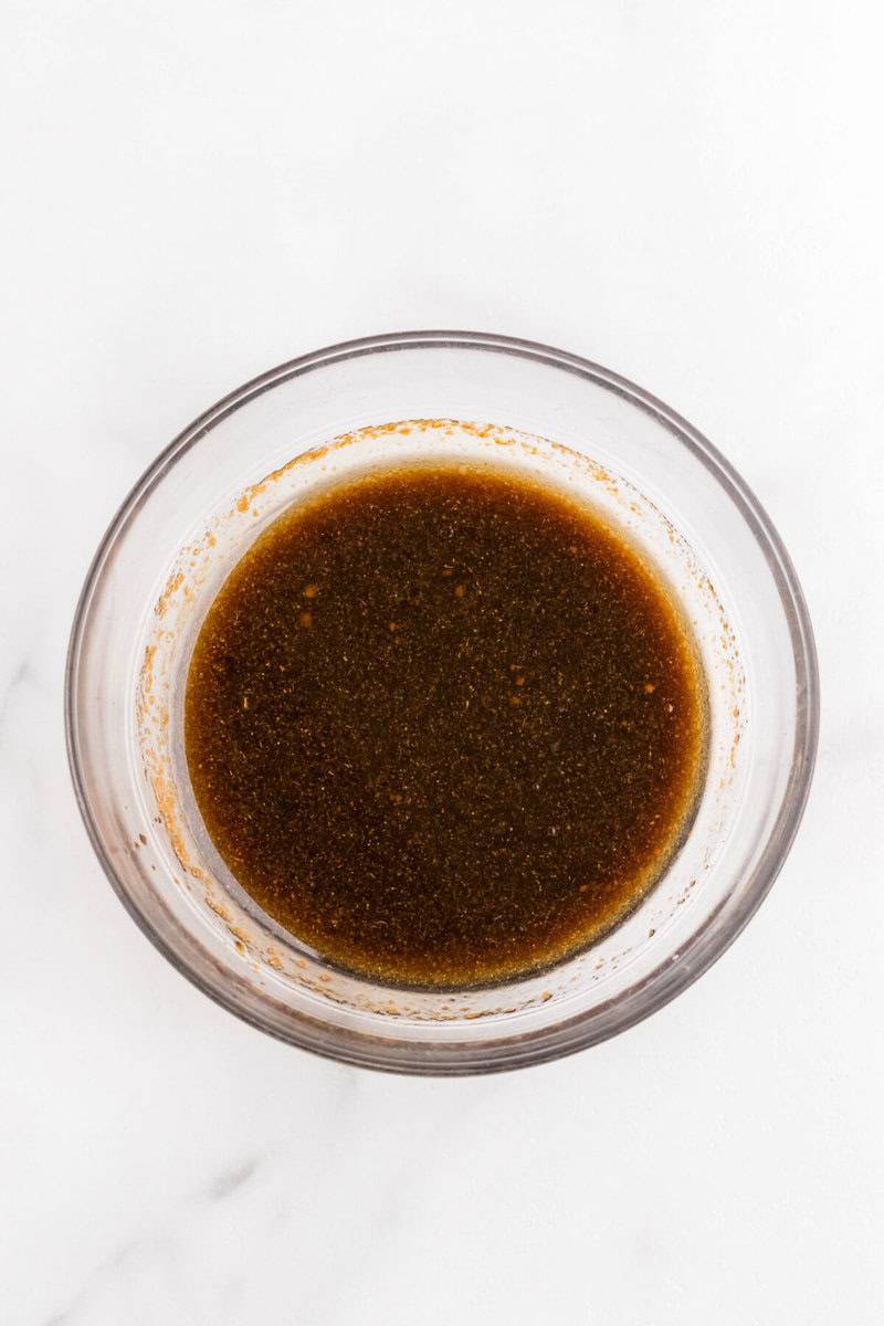 the sauce for the Asian Ground Beef in a clear mixing bowl. 