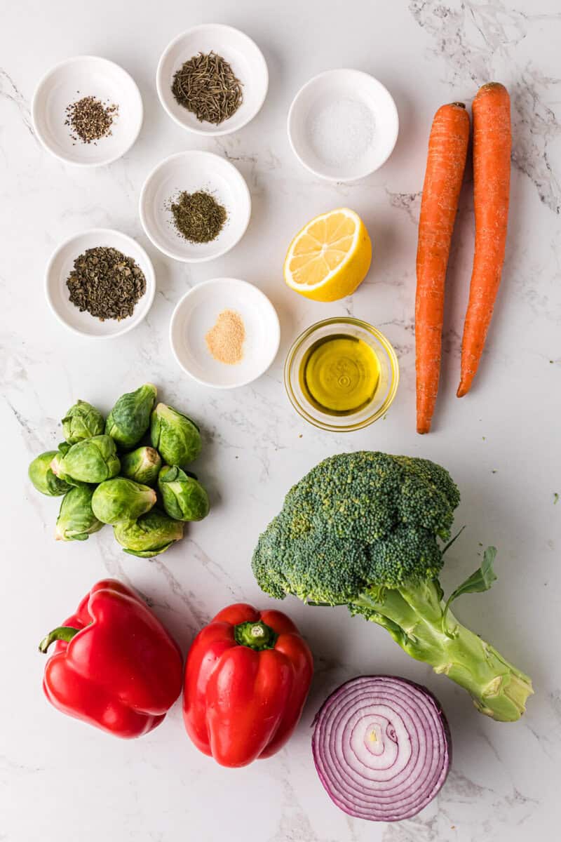 ingredients for the roasted vegetables. 