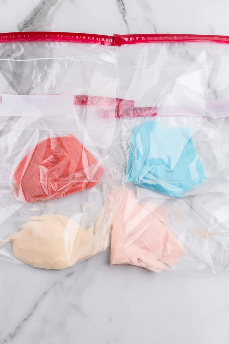 Jell-O in individual Ziplock baggies.