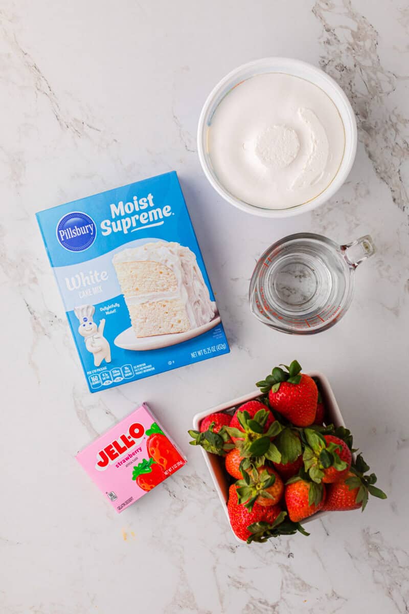 ingredients for the Strawberry Poke Cake.