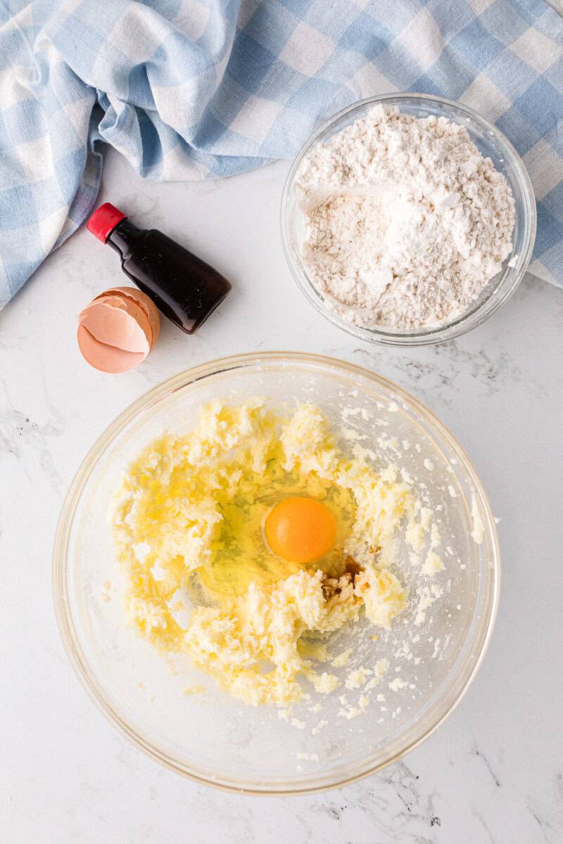 mixing together the wet ingredients for the crust.