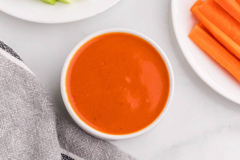 white bowl filled with the buffalo sauce.