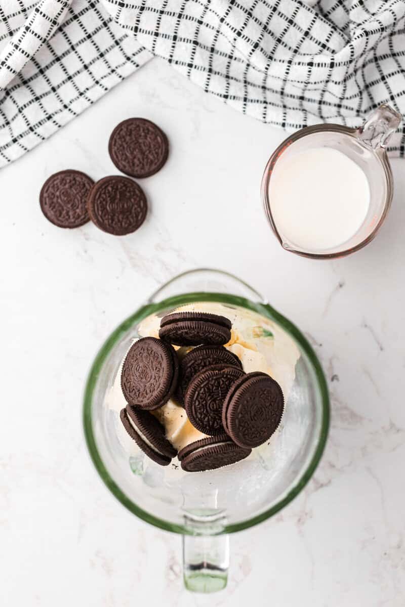 ice cream and Oreos in the blender.