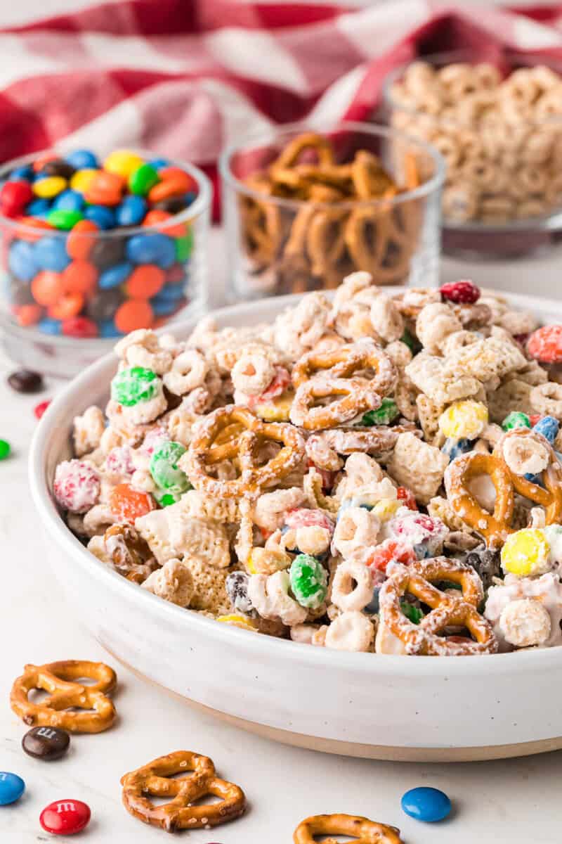 closeup of the White Trash snack in a serving bowl.