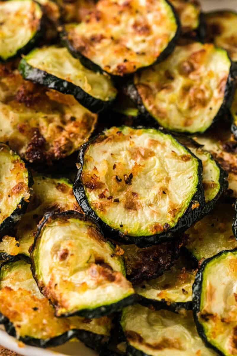 closeup of the Air Fryer Zucchini.